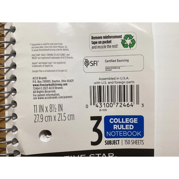 Mead /College Ruled Notebook - 11" x 8.5" - 150 Sheets - Picture 3 of 4